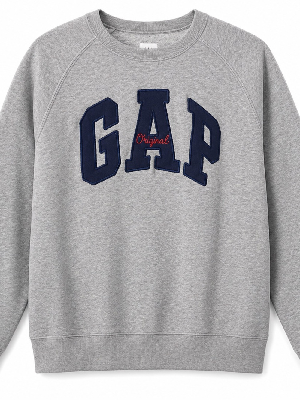 GAP Gray Crew Sweatshirt with Navy Patch